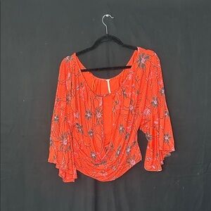 Free People Red Floral Top